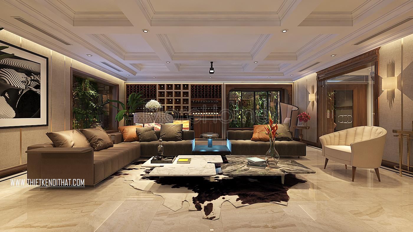 Thiết kế nội thất phòng khách biệt thự Vinhomes GreenBay HL30 